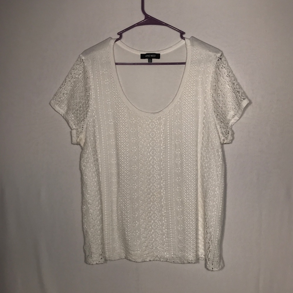Nine West White Lace Tee- Size XXL